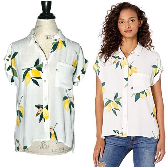 Rails | Women | Whitney Lemon Grove Relaxed Cap Sleeve Button Up Shirt | Small - Picture 1 of 9